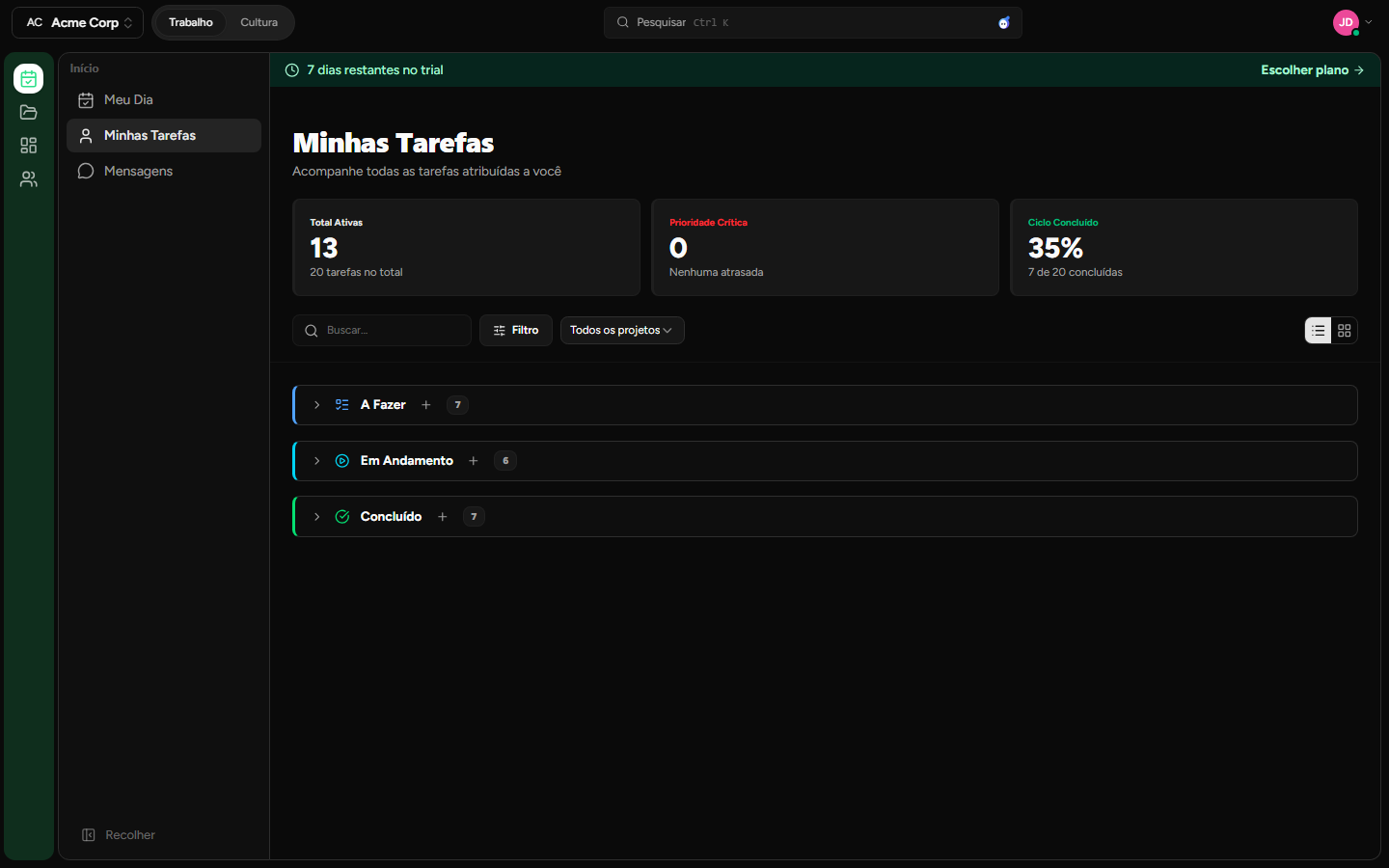 Kanban & Tarefas